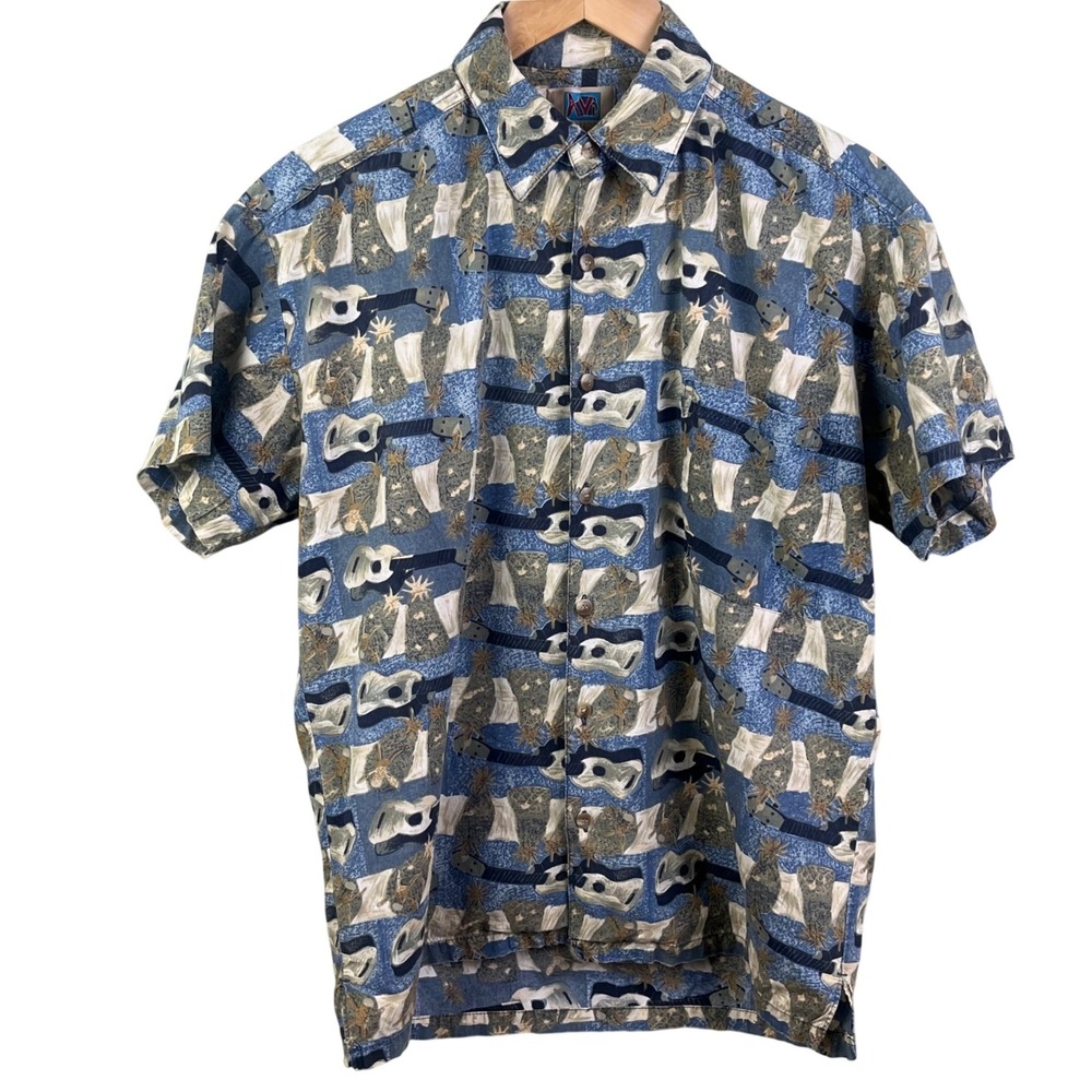 VTG AVI Collab W/ Kahala Hawaiian Guitar Short Sleeve Men's Shirt Small‎ USA